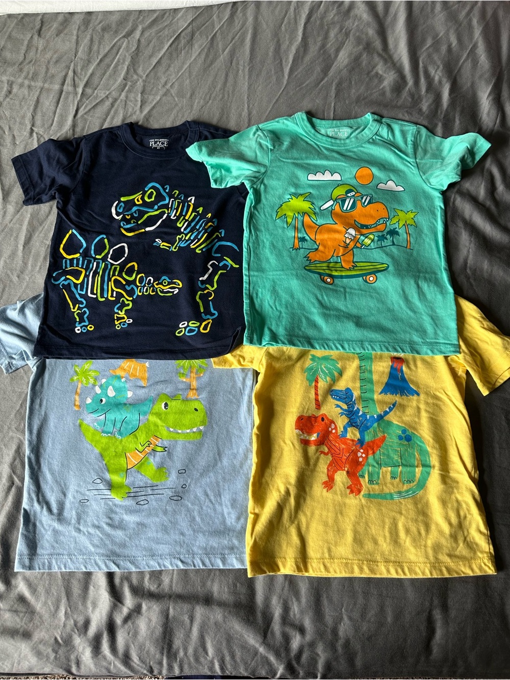 The Children's Place Boys' Dino Graphic Tee Set - Navy, Teal, Light Blue, Yellow